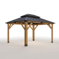 11X13Ft Wood Gazebo, Outdoor Wooden Gazebo with Glavanized Steel Double Roof, Hardtop Gazebos for Garden, Patio, Deck, Backyard — Studio Shot