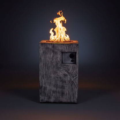 Outdoor Propane Fire Pit, 30000 BTU Column Propane Fire Pit, Wood-Look Surface